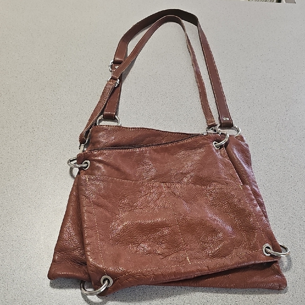 Brown Buttery Leather Shoulder‎ Bag/crossbody Genuine Italian Leather. Valentina